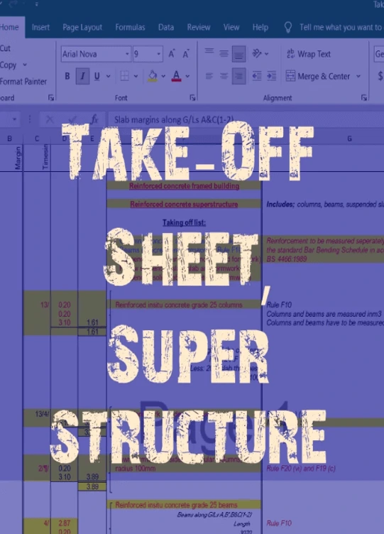 Measurement of Building Works, Practical Excel sheet Example 02