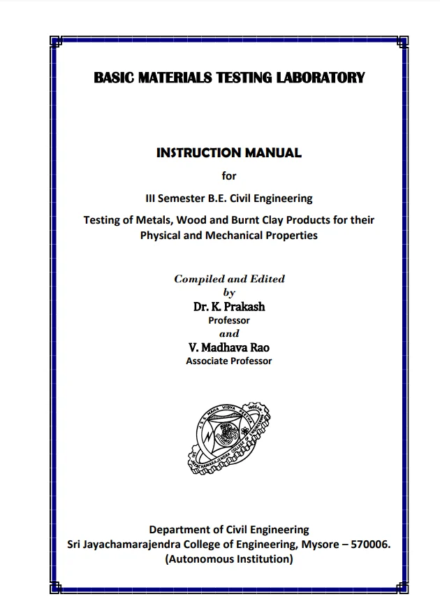 Basic Material Testing Laboratory Iinstructional Manual